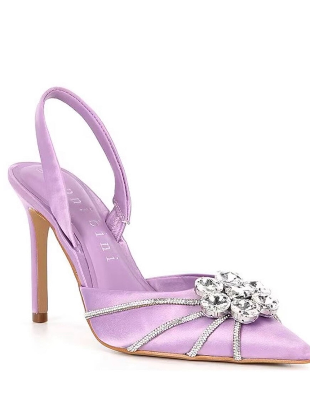 Gianni Bini Lilac Crystal-Embellished Slingback Heels